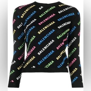 Balenciaga Multicolor Logo Long Sleeve Top